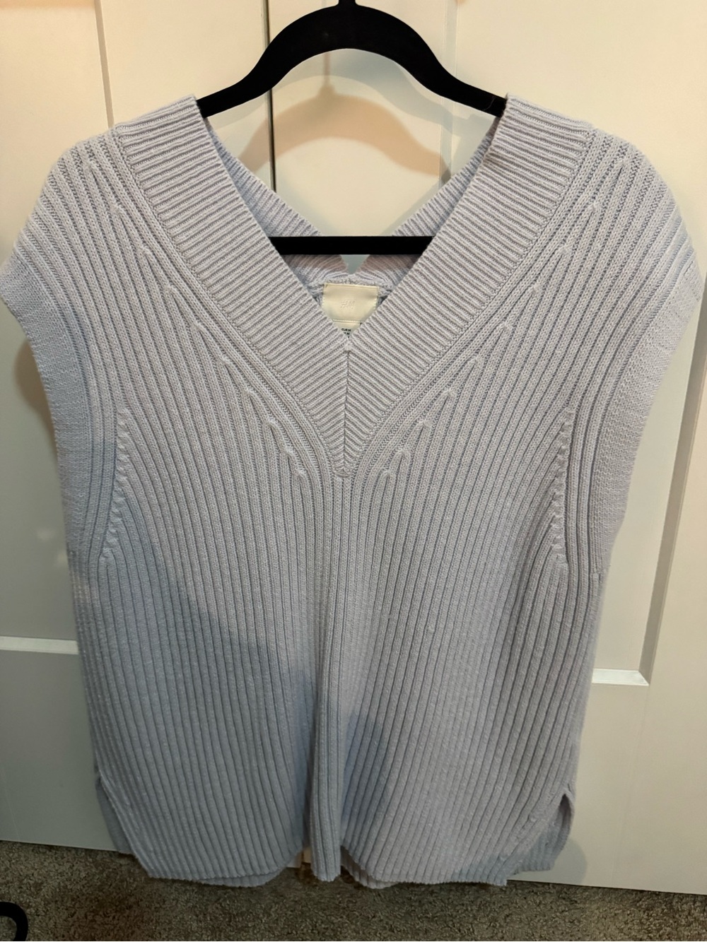 H&M Light Blue Ribbed V-Neck Sweater Vest
